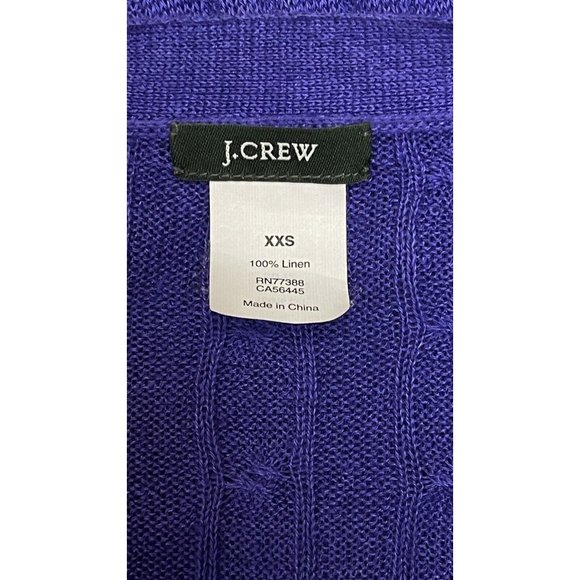 J.Crew Purple Linen Cable Knit Cardigan Sweater V-neck Gold Buttons XXS - Picture 7 of 7